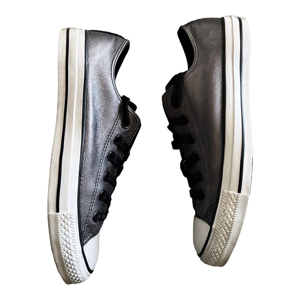 CONVERSE All Star Metallic Gray Leather Chuck Taylor Sneakers 544924C Shoes Sz 8 - Picture 7 of 12